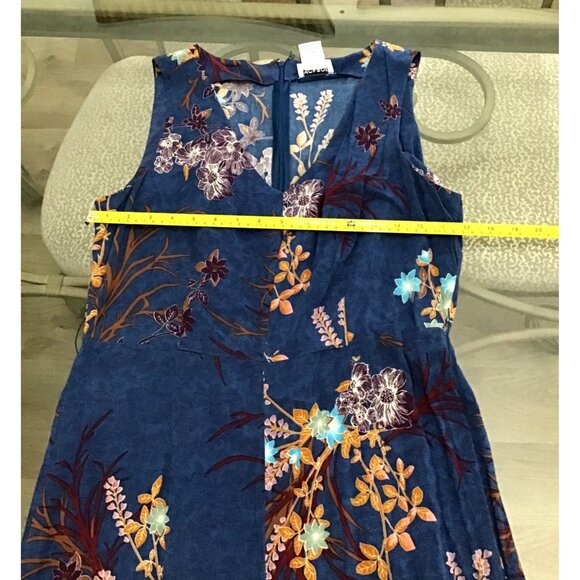 MONROE & MAIN WOMENS NAVY FLORAL ZIPUP CLOSURE STRAIGHT LEG JUMPSUIT SIZE 10 - Picture 4 of 7